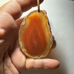 Pendant Agate Red Orange Huge 75mm Long 51mm Wide Vintage