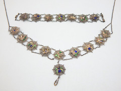 VTG 1940s Asian Silver Spiders on Spider Webs Necklace and Bracelet Set (CF110)