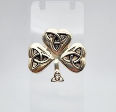 AA 925 Vintage Sterling Silver Celtic Trinity Knot Shamrock Pendant/Brooch Pin