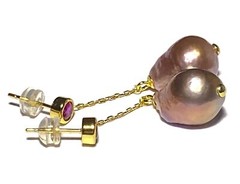 UNIQUE Baroque 12 x 14.5mm Deep Lavender Purple Keshi Pearl Dangle Earrings
