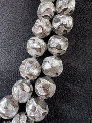 Art Deco Brown Silver Foil Glass Beads 10mm Broken Necklace Beads Only