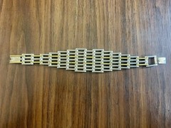 Vintage Taxco 925 Silver With Brass Accents Bracelet, Size 7.75, 72 Grams.