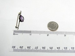 Antique 900 Silver Round Cut Amethyst Pin or Brooch 2 Gram Weight 1.5 Inches