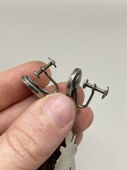 Old Pawn Early Mexican Sterling Silver Dangle Earrings Screwback – 2 1/2″