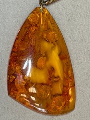 Vintage Baltic Amber Pendant Necklace Cognac Butterscotch 7.6g USSR Era Latvia