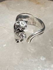Cat ring size 5.50 cats kitten band sterling silver sterling women girls