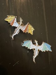 Orange Yellow White Lunar Mythical Dragon Enamel Pin Blue Green Lot Of 2
