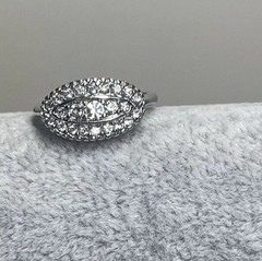 18k White gold HGE Heavy Gold Electroplated Cz Rhinestone Ring Vintage Size 7