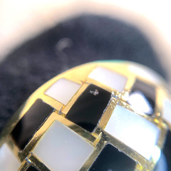 Tiffany & Co. 18K 750 Yellow Gold Mother Of Pearl and Onyx Mosiac Cufflinks with