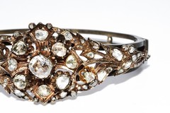 $18,000 4.00CT ANTIQUE NATURAL ROSE CUT DIAMOND BANGLE ORIGINAL ANTIQUE PATINA