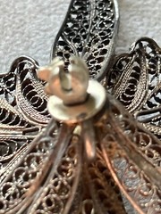 Vintage Silver Tone Filigree Flower Brooch 2.25 X 2 Inches
