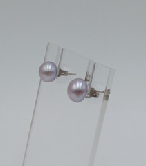 VTG 925 Lavender 6mm Pearl Stud Earrings Sterling Silver Round Cultured Estate