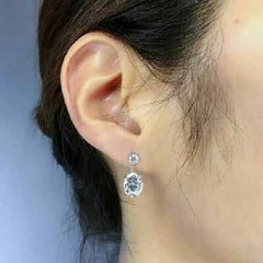 VVS1 14K White Gold FN 2.00Ct Oval Cut Lab Created Diamond Drop/Dangle Earrings