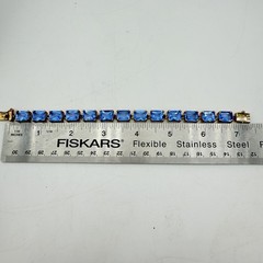 Vtg Blue Stone Tennis Bracelet Gold Over Sterling Silver Thailand UTC QVC Design