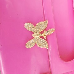 1 Pc Pave Diamond Butterfly Charm Pendant 925 sterling vermeil 21mmx11mm 145
