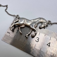 Vintage USSR 916 Silver Horse Pendant Necklace Soviet Armenian Jewelry 1980 6.9g