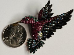 JTV Jewelry Humming Bird , Brooch Bracelet And Earrings With Crystal
