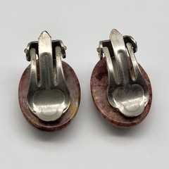 Beautiful vintage petrified wood natural stone clip earrings