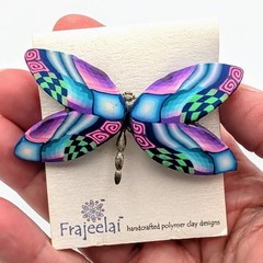 Butterfly Polymer Clay Handcrafted Design by Artist Lynne Manning Brooch Pin