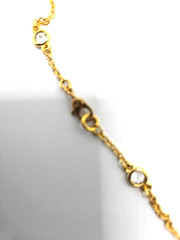 Vintage Swarovski Crystal Bezel Gold Tone Necklace w/ Blue & Clear Crystals 28in