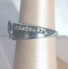 Solitaire Ring Pave Cubic Zirconium Silver Tone Size 8.75 New Formal Elegant