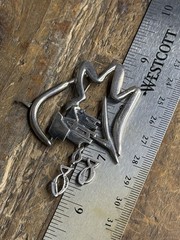 Huge Vintage Modernist Sterling Silver Studio Brooch Abstract House & Fish 2.5″