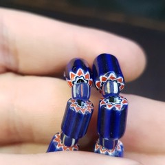 Vintage Venetian Style Blue Chevron Beaded Necklace 18in | 4.7–20.3mm Beads