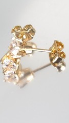 Vintage Estate 14K Solid Yellow Gold 0.5ct Cubic Zirconia Stud Earrings 4mm