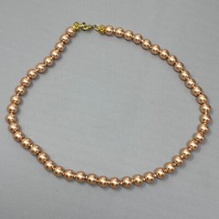 Champagne Necklace Simulated Pearl Beads Hand Knotted Cord Lobster Holiday 17″