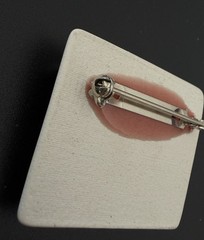 Artisan Ceramic Brooch with Dangling Freshwater Baroque Pearls Gold Beads Vtg