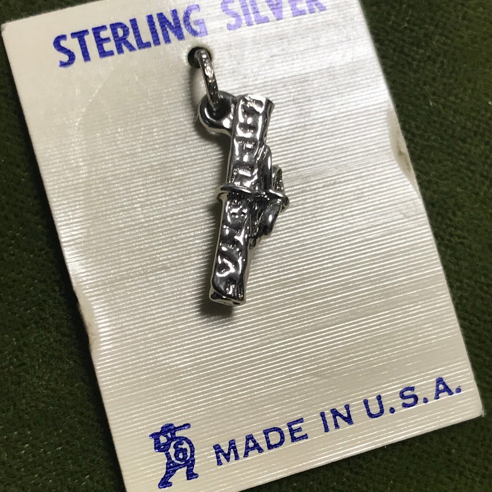 Sterling Silver Vintage Graduation Diploma Charm Pendant Aprx 1/2″ Made in USA