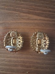 St. John Vintage White Crystal Rhinestone Goldtone Clip Earrings