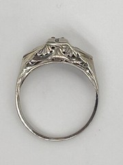 Vintage Ring O Romance Gross Co 18k White Gold Filigree .06 Ct Diamond Ring Sz 6