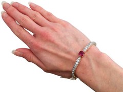 Antique 2.90Ct Ruby and 4.12Ct Diamond, 18k Rose Gold Bangle Circa 1890