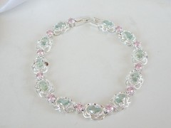 Sterling Silver 925 Mint Green Topaz Gemstone Tennis Bracelet 7.5″