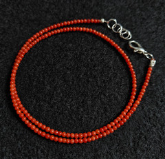2mm Natural Italian Sea Red Coral Smooth Round Beads Genuine Red Color Necklace.