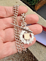 Silver & Gold Fob Curb Link Chain/Necklace – AHS – Chester – 1900 / 1914
