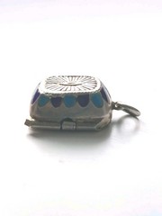 Antique Art Deco Egyptian Revival Silver 800 Enamel Moses Basket Pendant