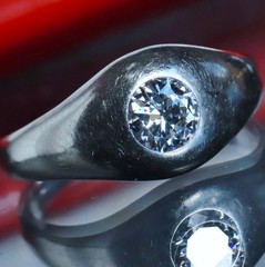 14k white gold ring 0.33ct natural diamond sz 4.5 solitaire antique 3.64gr N3622