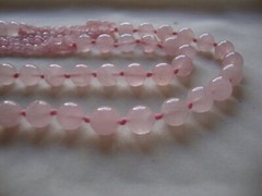 VINTAGE BEAD MEDLEY 3 LAYER IRREGULAR 8mm ROSE QUARTZ 30″ ENDLESS BEAD NECKLACE