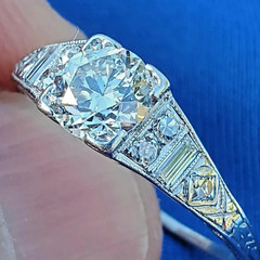 Original EARTH MINED DIAMOND ART Deco Engagement Ring 1 CARAT PLATINUM Solitaire