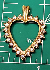 Vintage Gold (no stamp) metal and CZ heart pendant