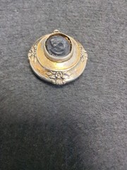Antique Victorian Black Cameo Mourning Locket Gold tone
