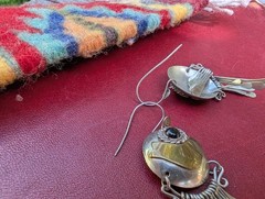 Vintage Mixed Metal Onyx Earrings