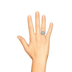 Art Deco Style Lab Created Diamond & Emerald Anniversary 14k White Gold FN Ring