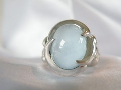 Chunky Sterling Silver 925 Natural Heated Blue Topaz Cabochon Unique Ring Size 7