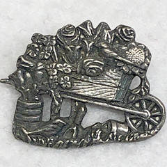Wheelbarrow Cart With Roses Birds And Blooms Pin Brooch Garden Lim Ed Vtg 2001