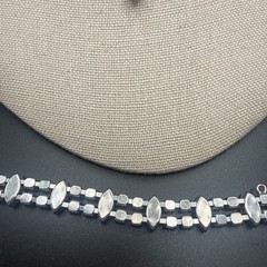 Vintage B David Silver Tone Blue Rhinestone Crystal Necklace Bracelet Clip Ons