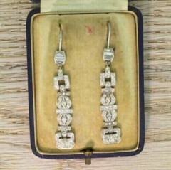 Art Deco Drop Women’s Earrings 2.8 Ct Simulated Diamond 14K White Gold Over