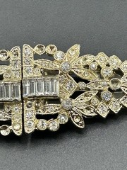 Pat Pend AT180112 Clear Rhinestones Duette Brooch Dress Clips (Missing Stones)